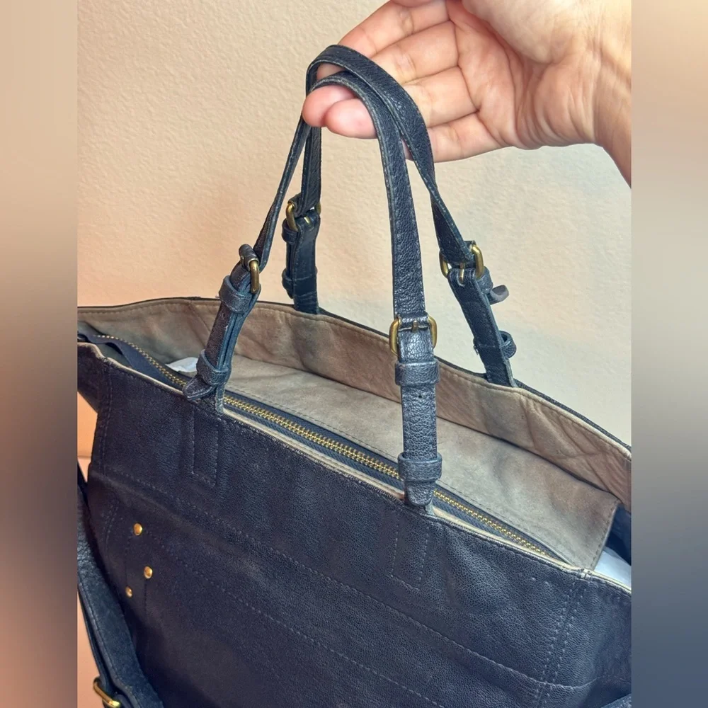 Jerome Dreyfuss Jacques Navy Blue Leather Handbag 2Way